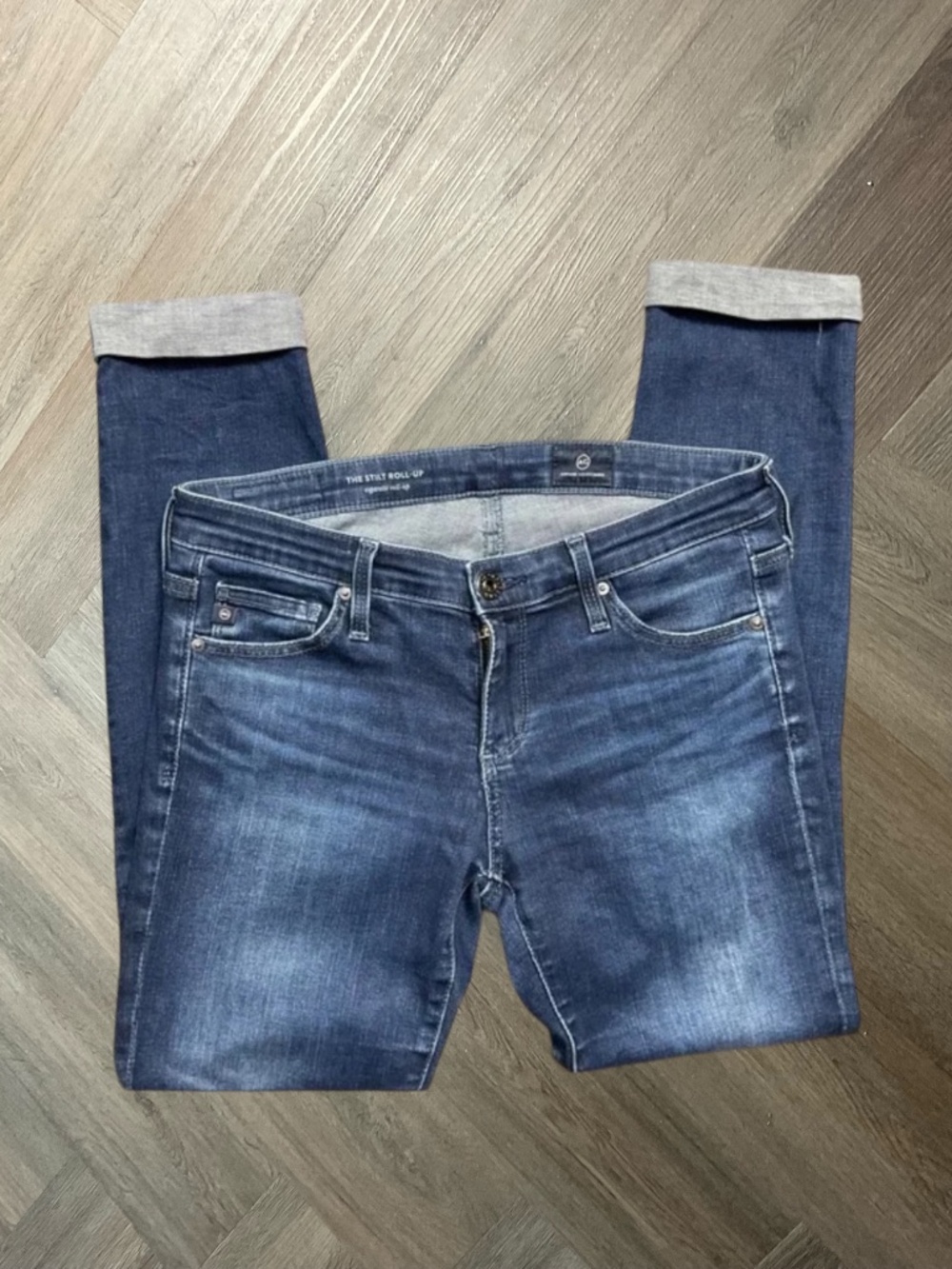 AG Adriano Goldschmied The Stilt Roll Up Cigarette Jeans Womens 25 R Blue Classy
